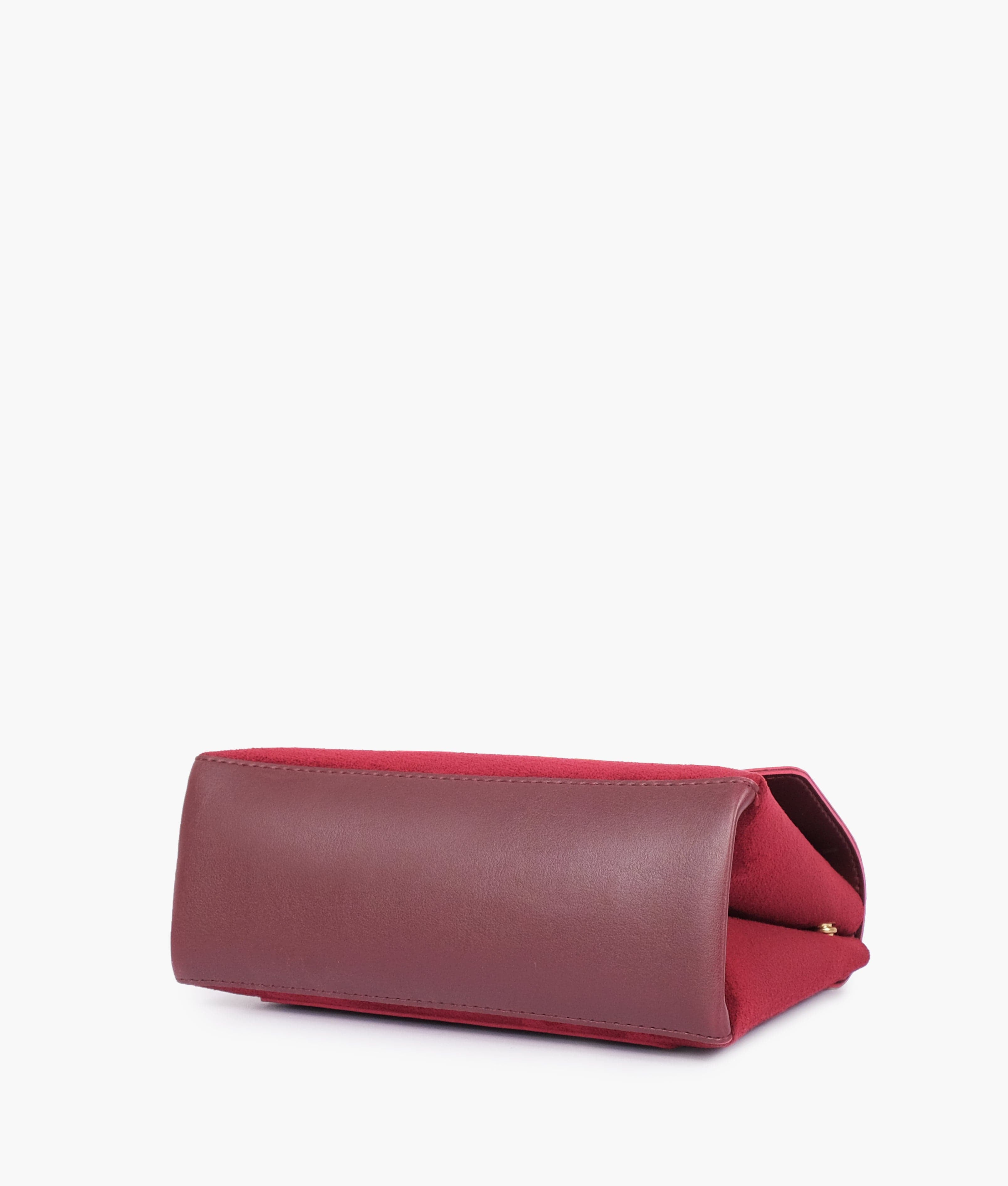 Burgundy Suede Mini Top-Handle Bag