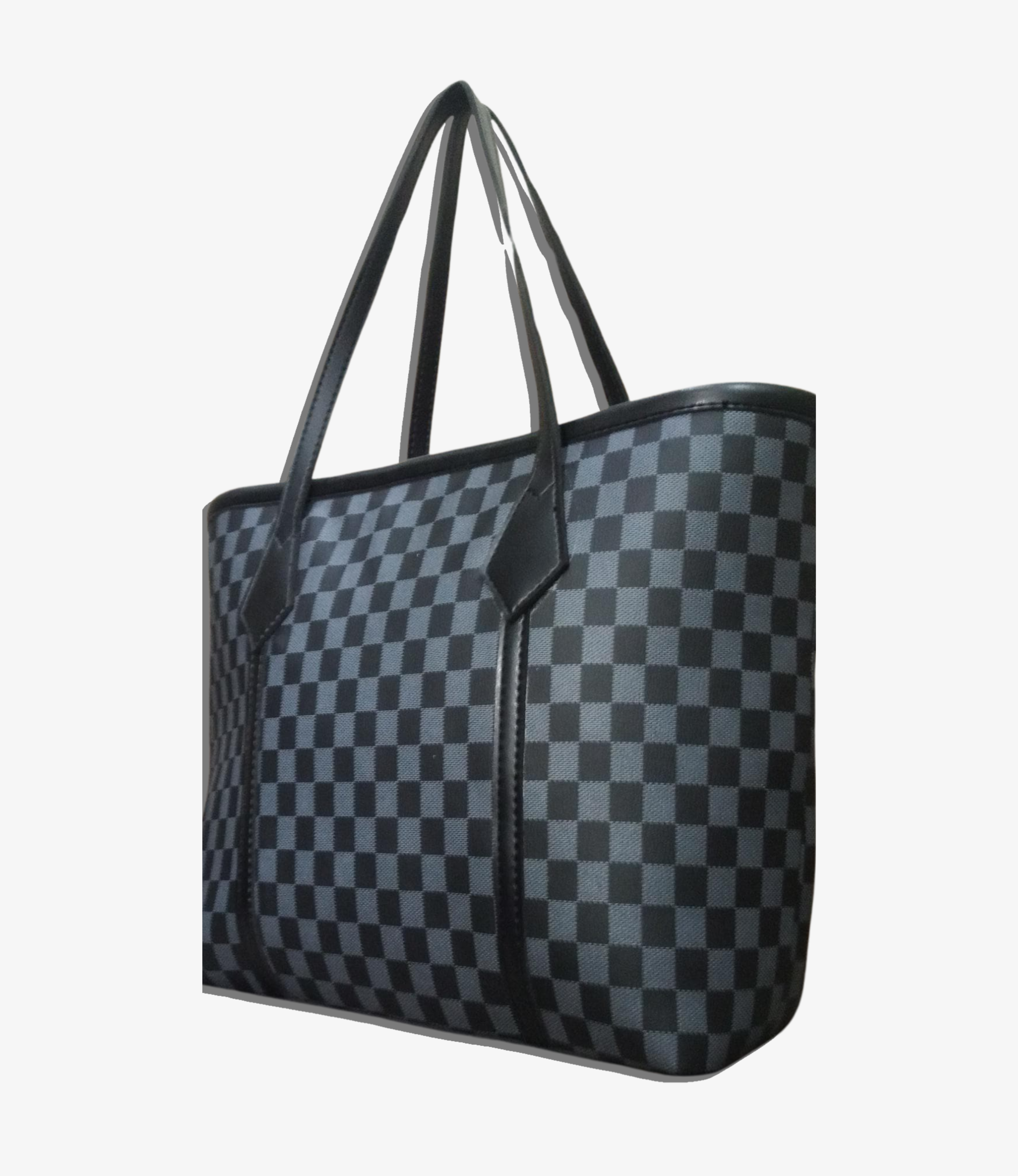 Black chkered luxe everyday tote