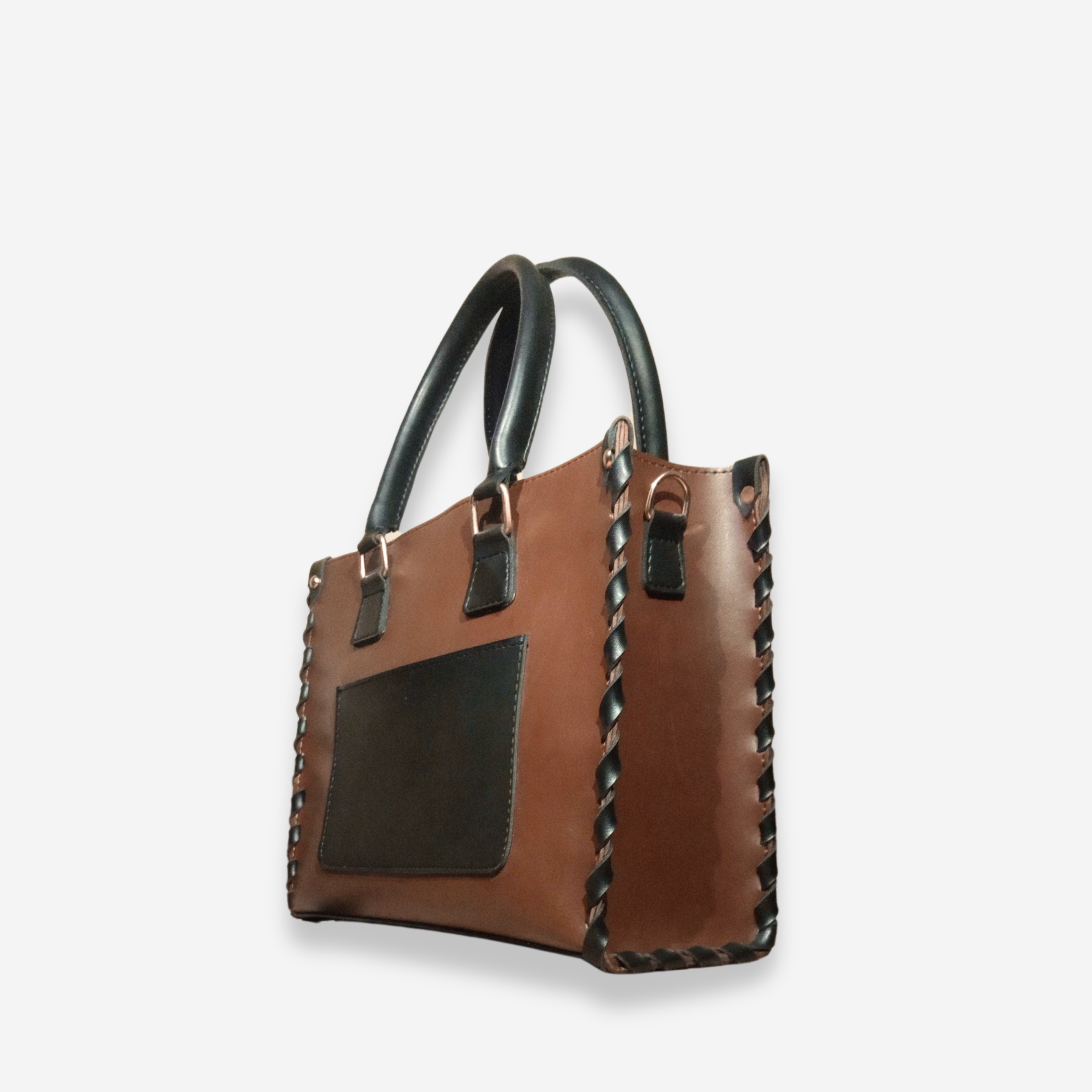 Brown and black on-the-go handbag