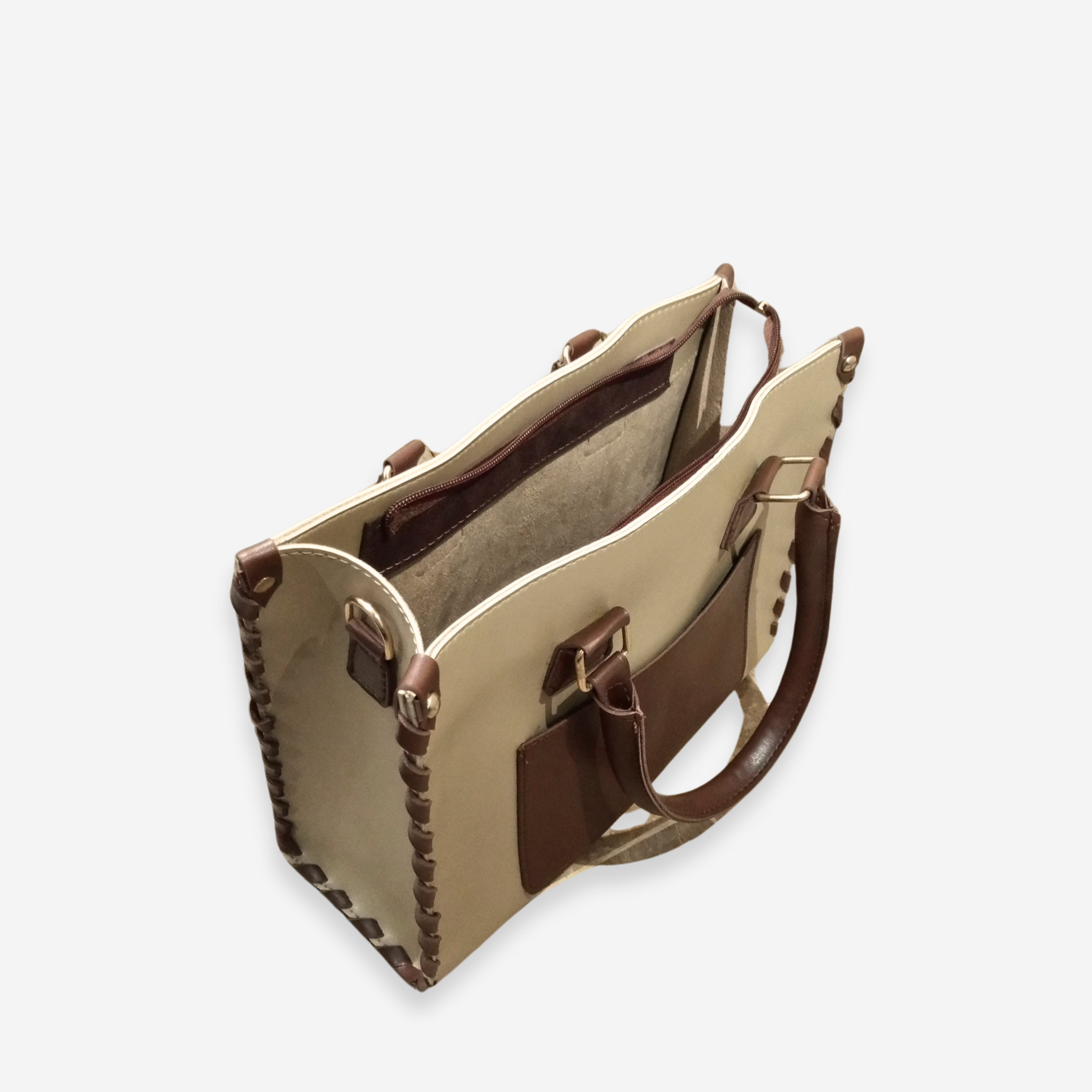 Off-white and brown on-the-go handbag