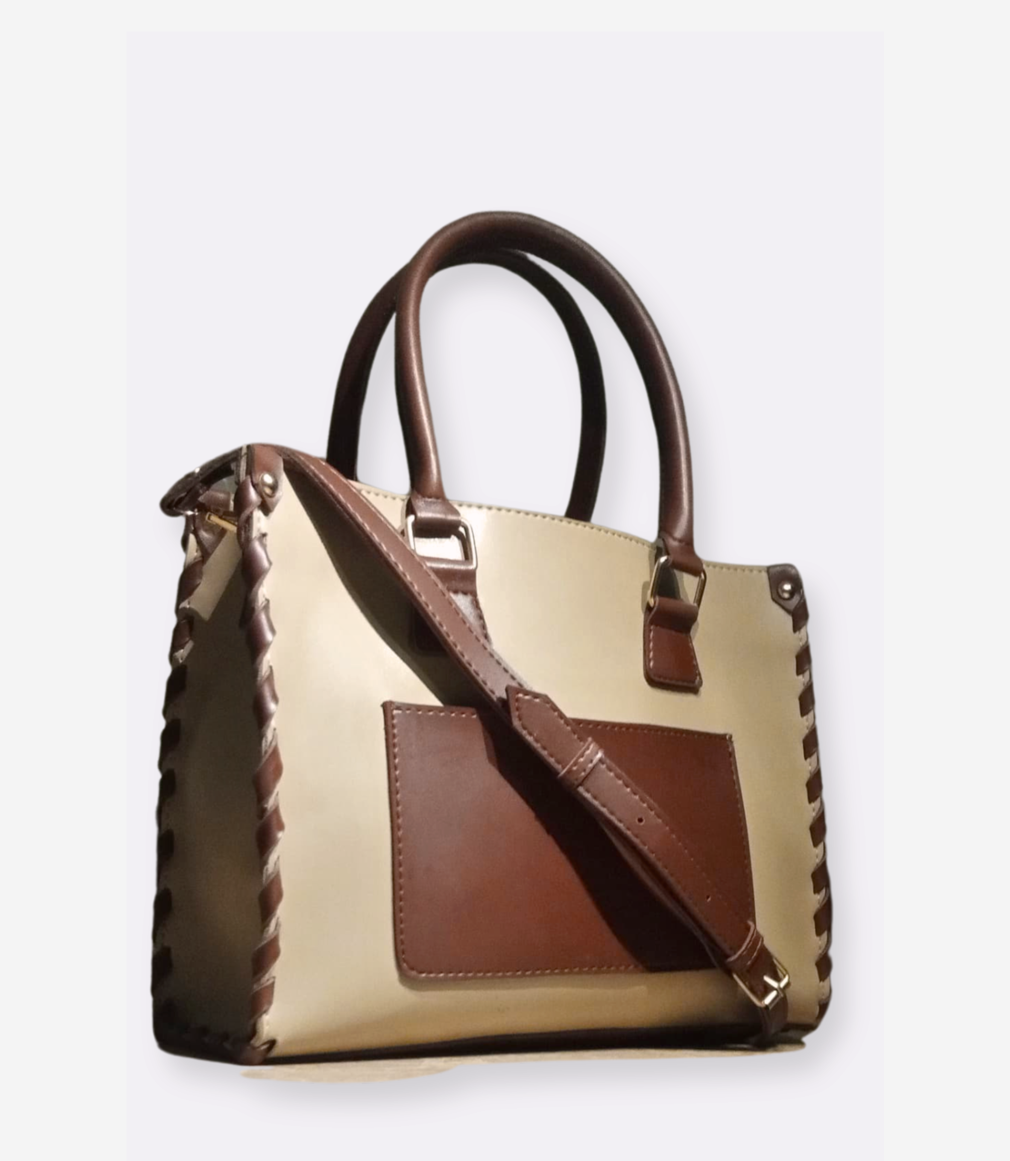 Off-white and brown on-the-go handbag