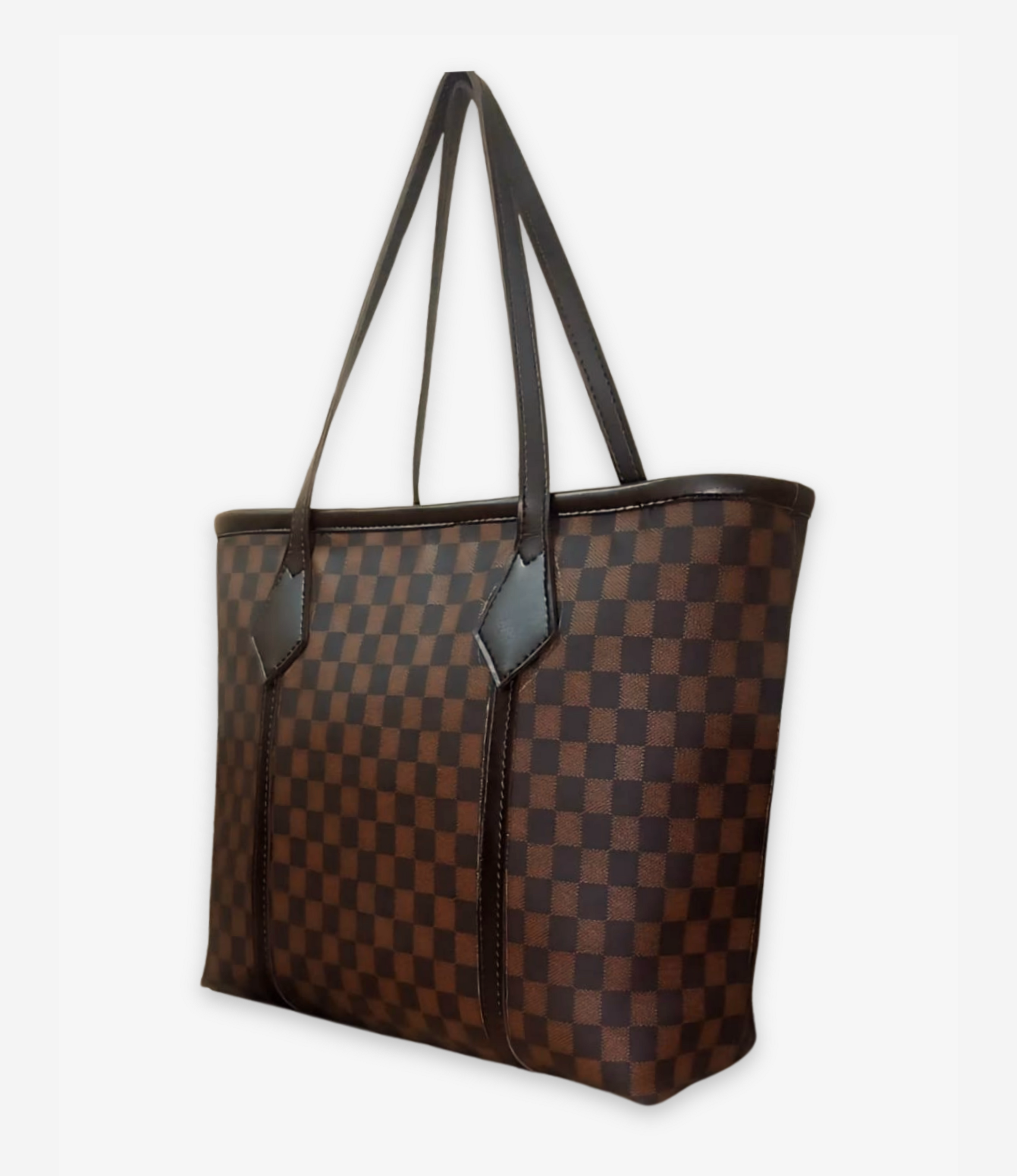 dark Brown  checkered luxe everyday tote