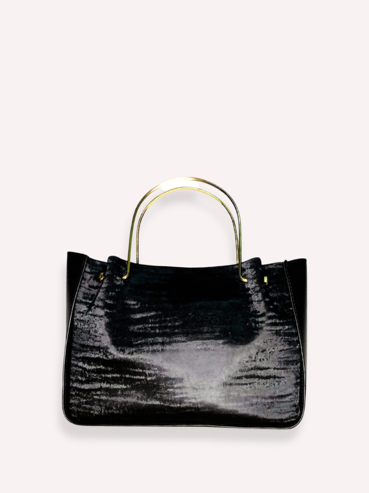 Black Metallic Handle Shoulder Bag