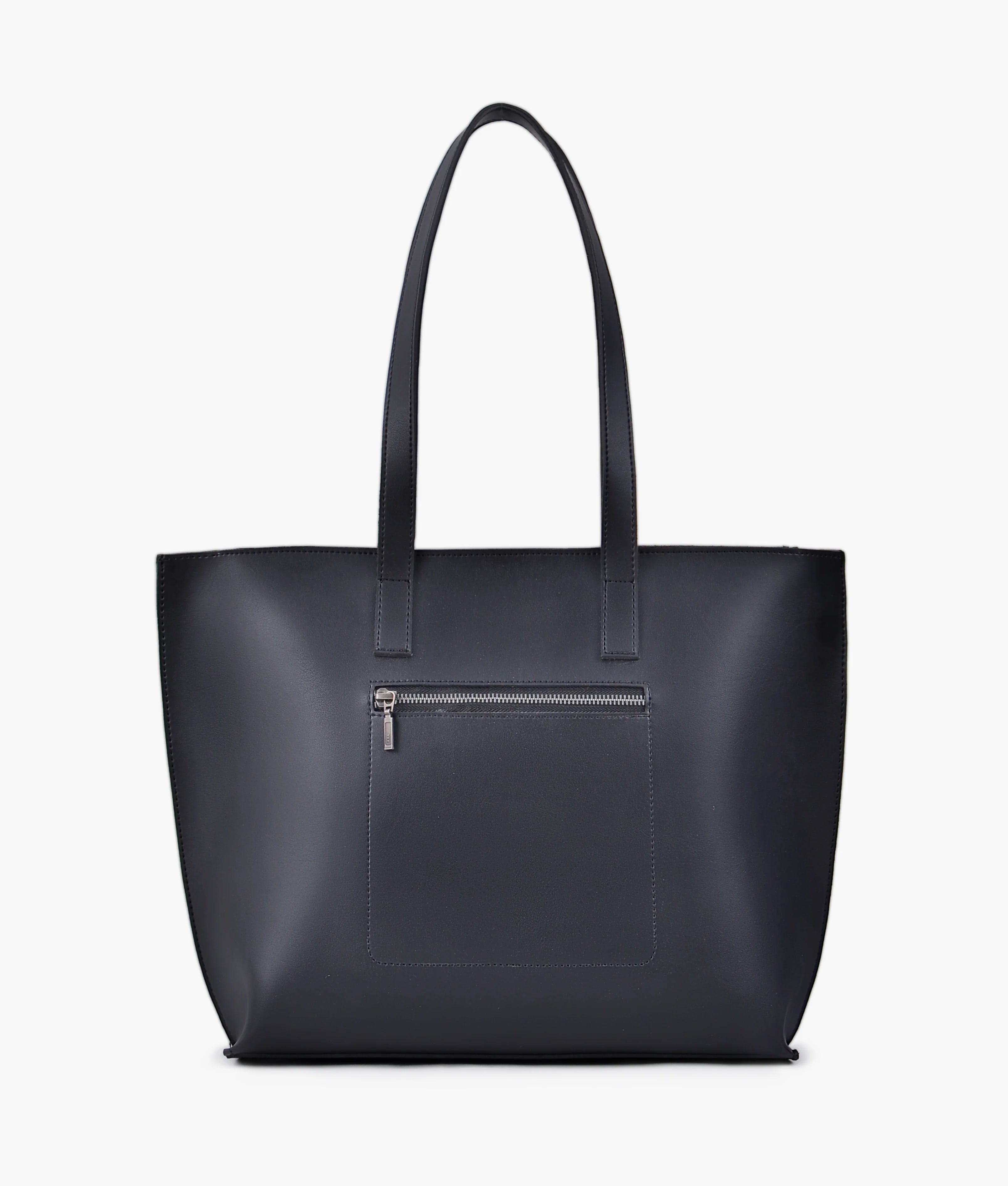 Black long handle tote bag