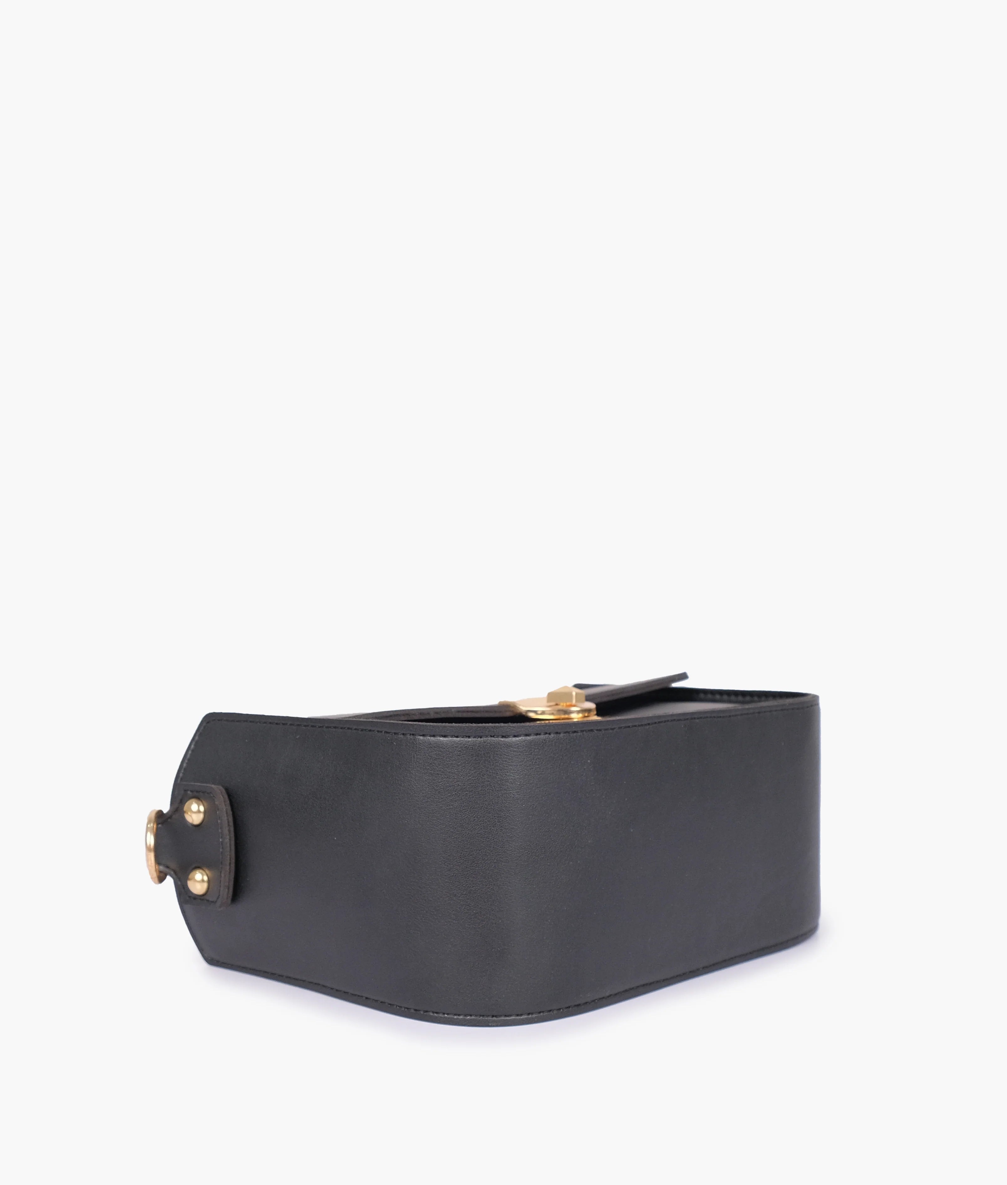 Black Saddle Bag With Twist Lock