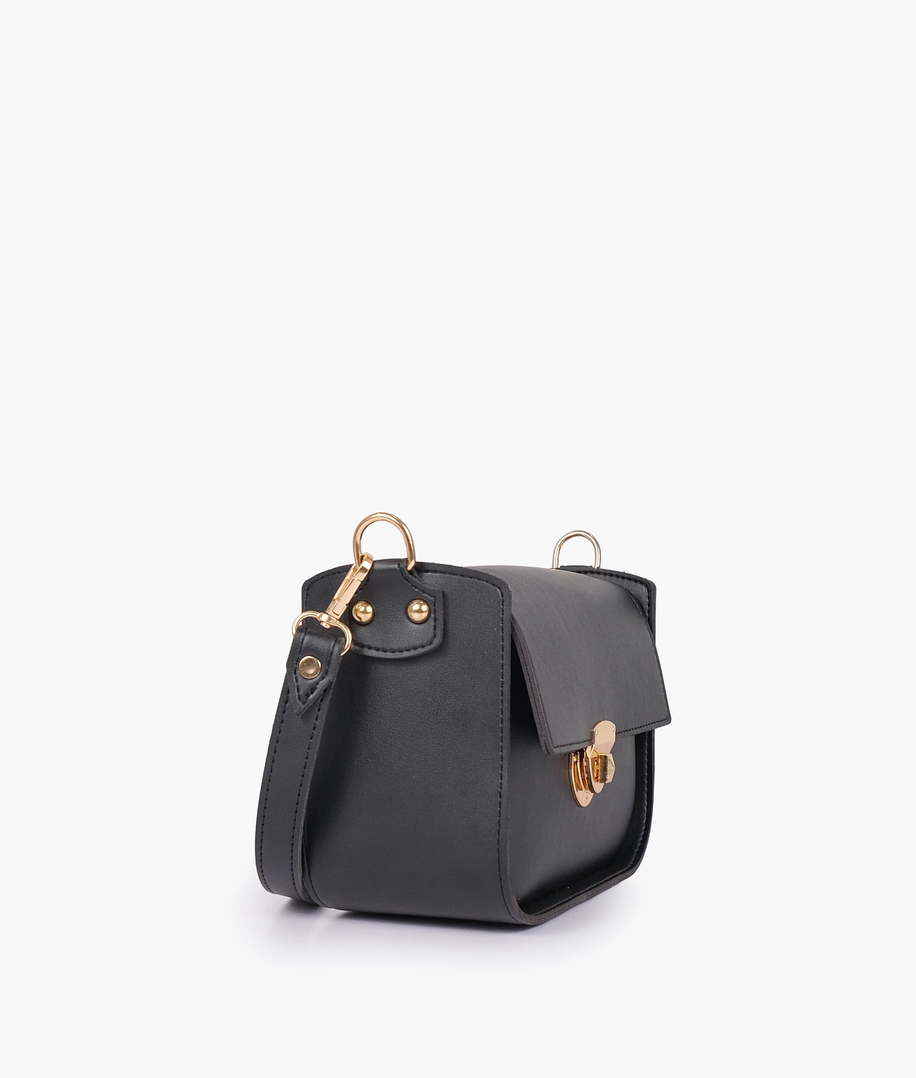 Black Saddle Bag With Twist Lock