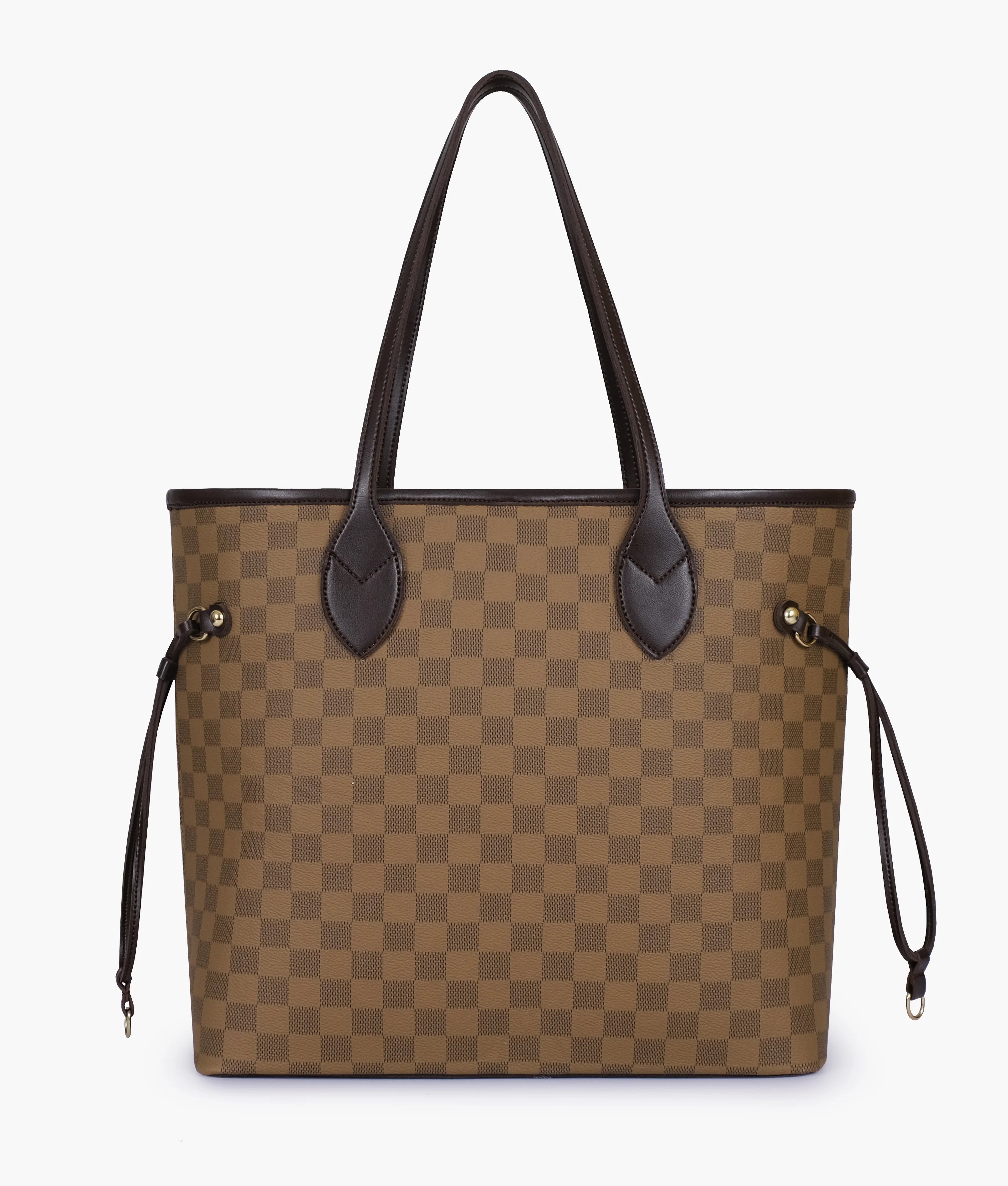 Bronze Checkered Neverfull Tote Bag