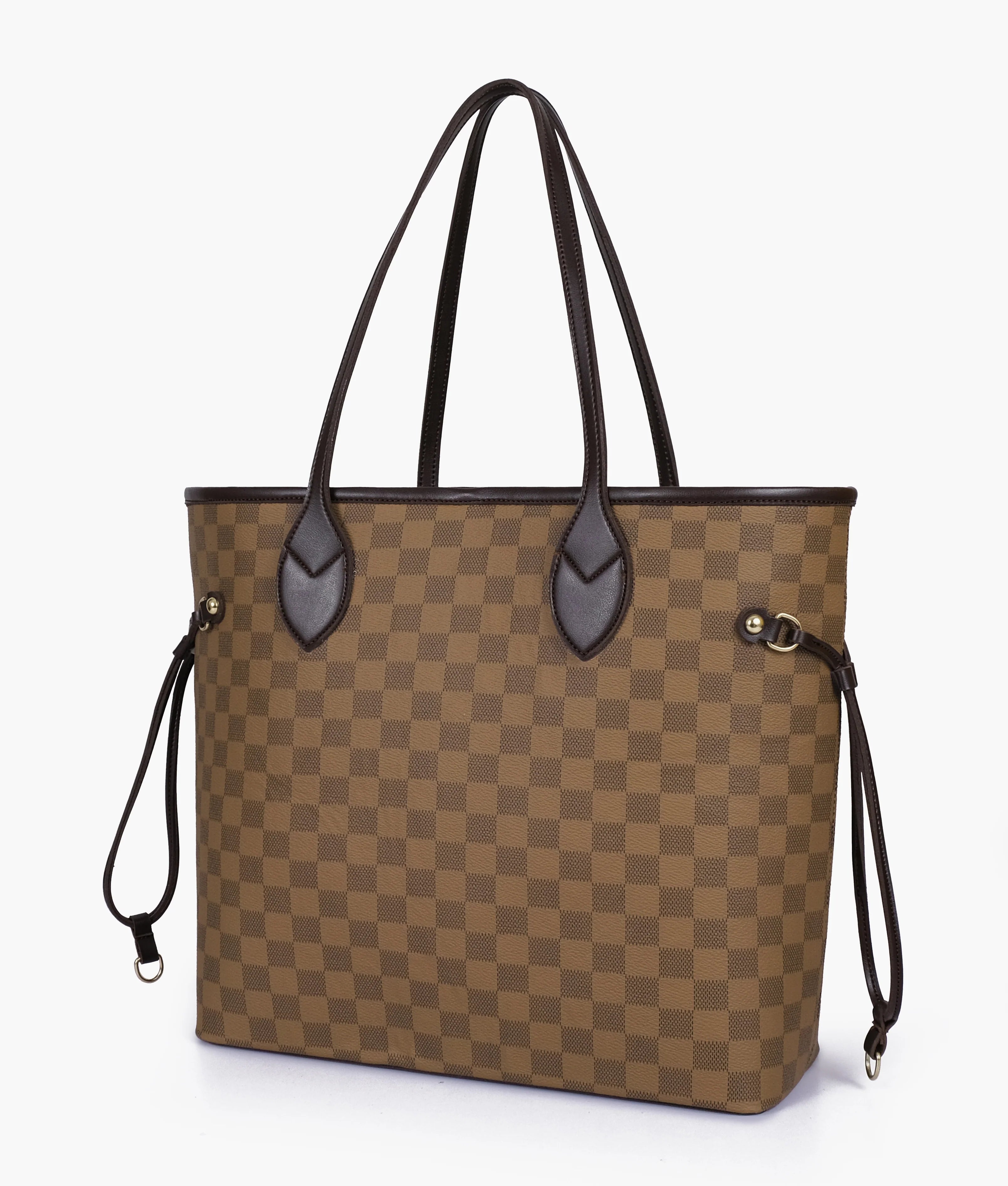 Bronze Checkered Neverfull Tote Bag