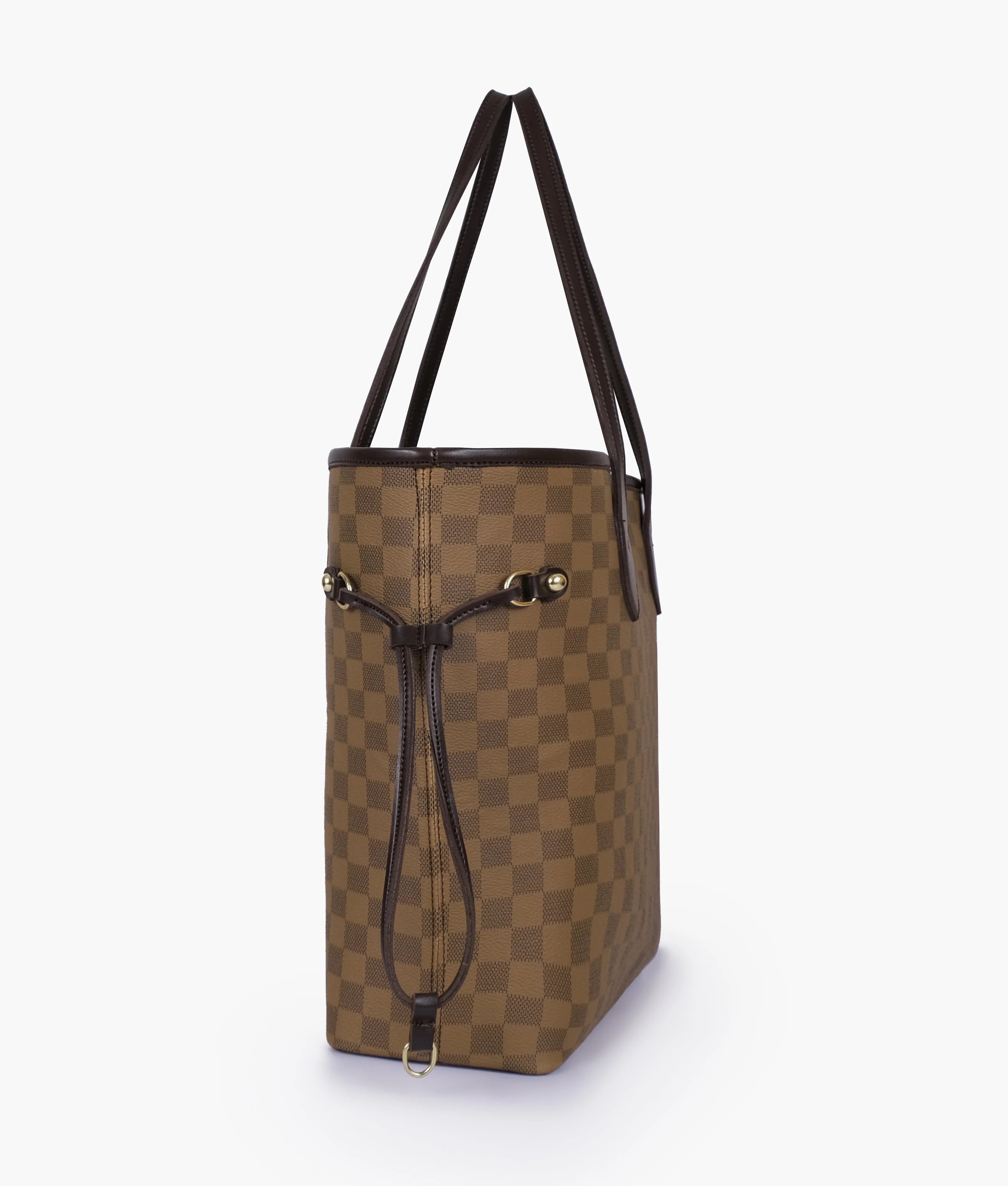 Bronze Checkered Neverfull Tote Bag