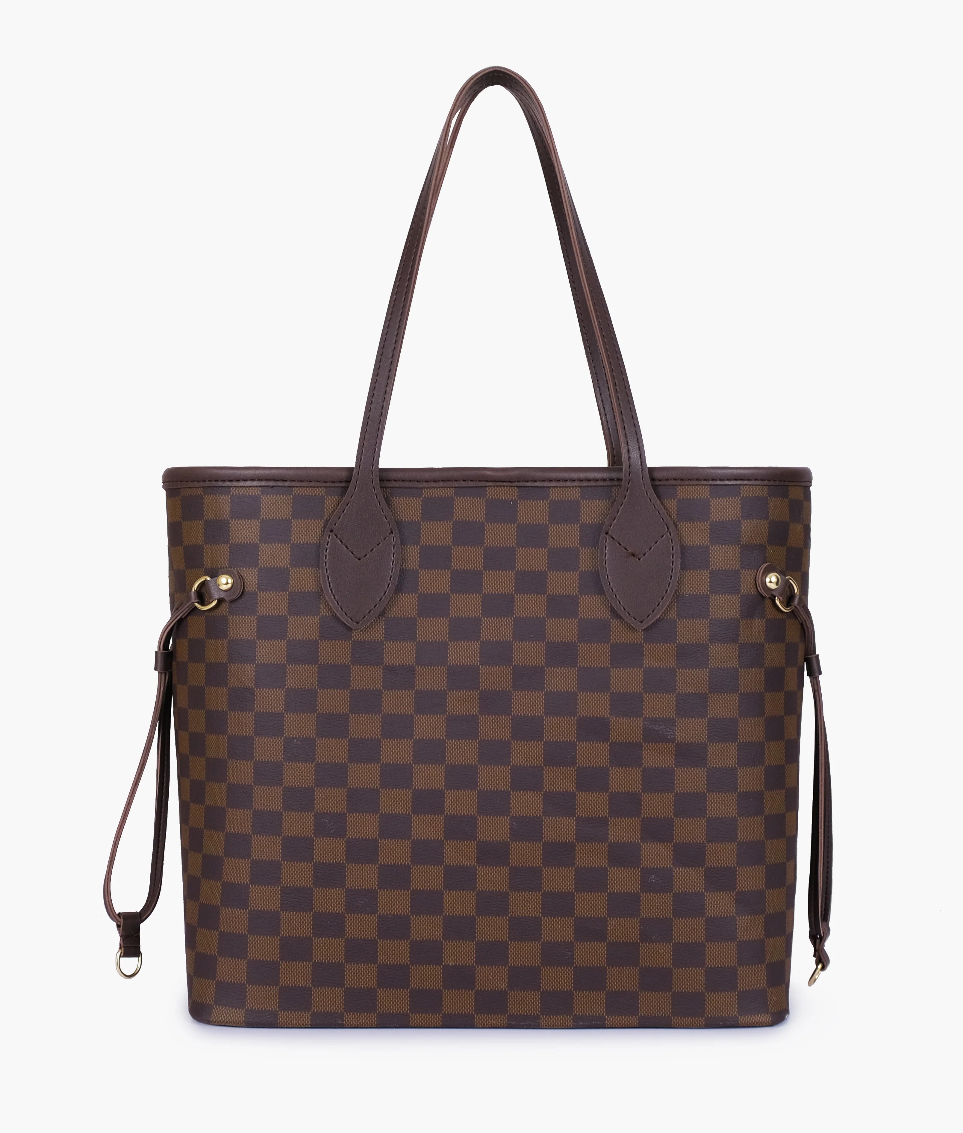 Dark Brown Checkered Neverfull Tote Bag