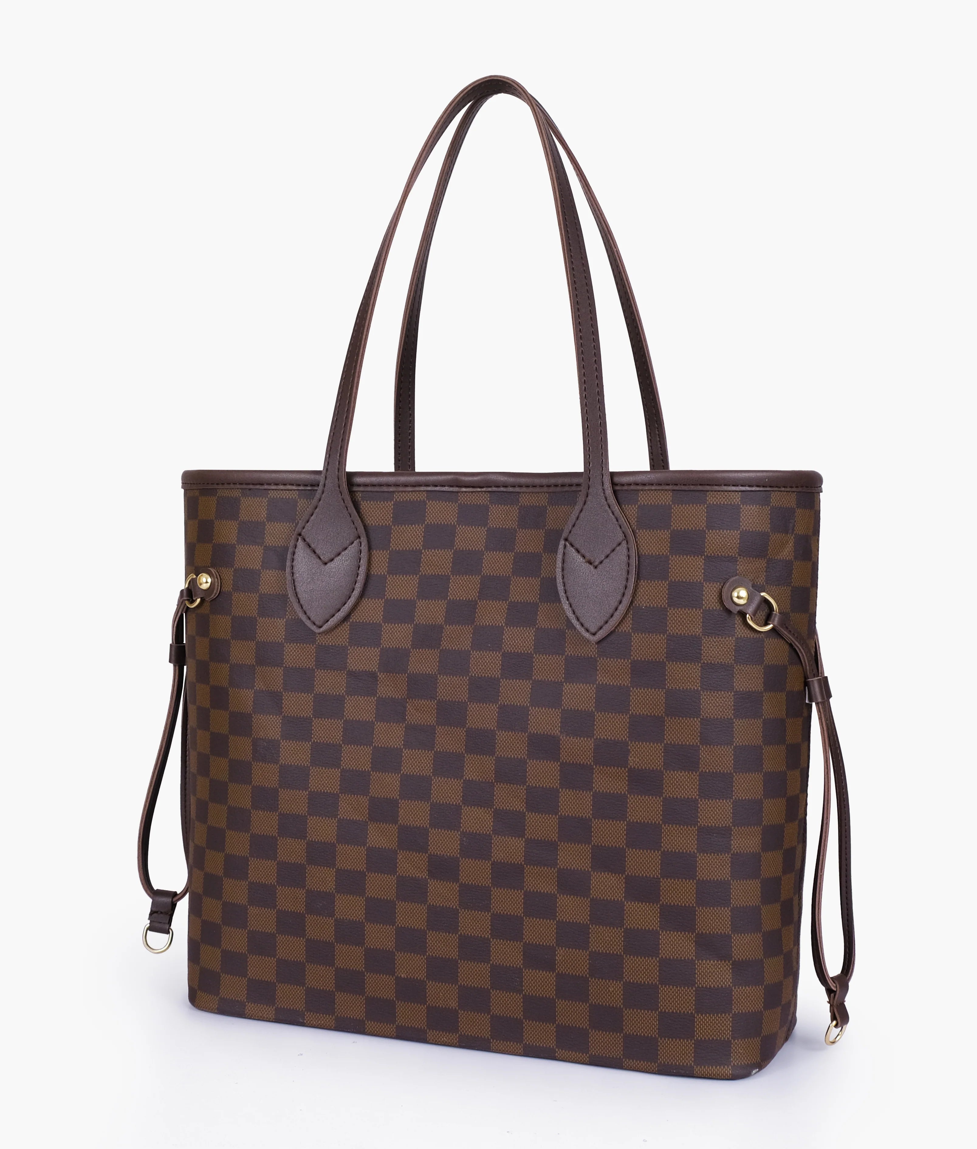 Dark Brown Checkered Neverfull Tote Bag